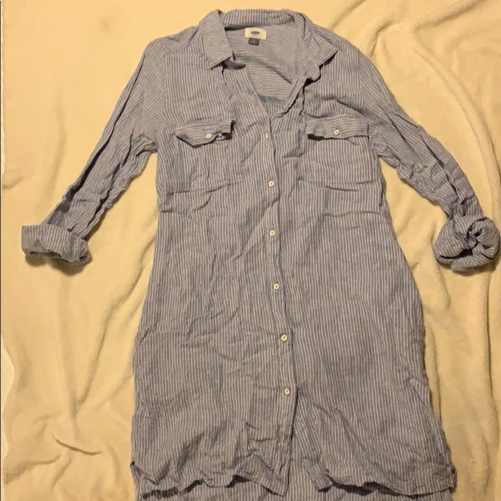 Chambray pin-stripe dress